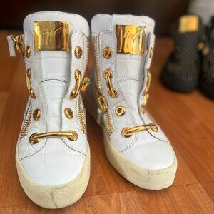 Giuseppe Zanotti White Side Zip Fastening Hi-top Sneakers
